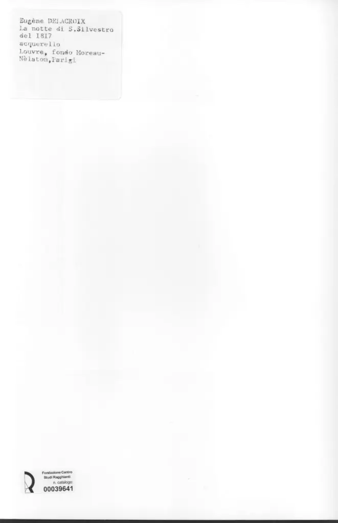 Anonimo , Delacroix, Eug&egrave;ne - sec. XIX - La notte di S. Silvestro del 1817 , retro