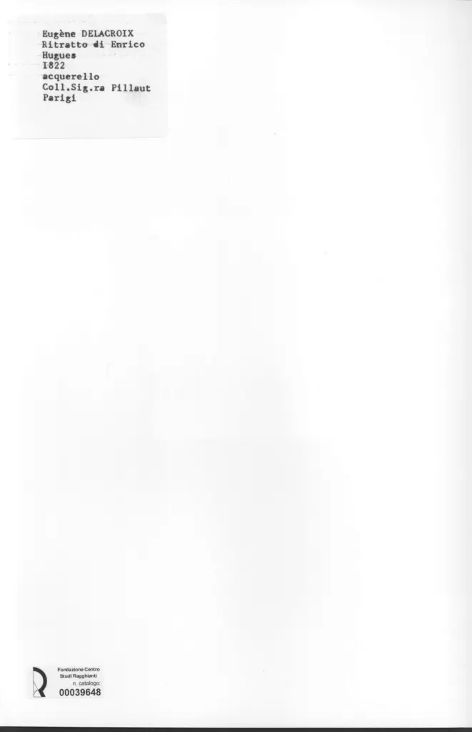 Anonimo , Delacroix, Eug&egrave;ne - sec. XIX - Ritratto di Enrico Hugues , retro