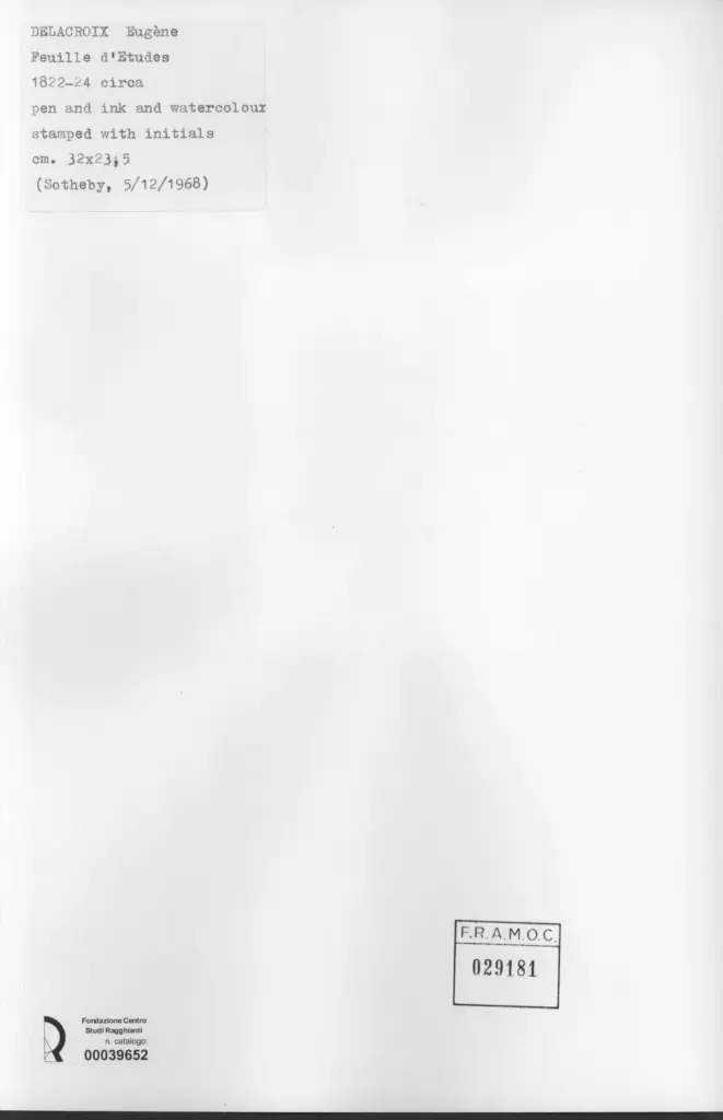 Anonimo , Delacroix, Eug&egrave;ne - sec. XIX - Feuille d'&eacute;tudes , retro