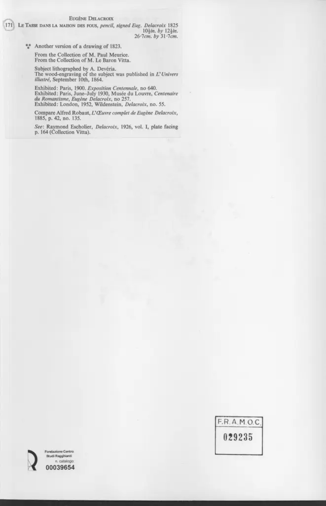 Anonimo , Delacroix, Eug&egrave;ne - sec. XIX - Le Tasse dans la maison de foux , retro
