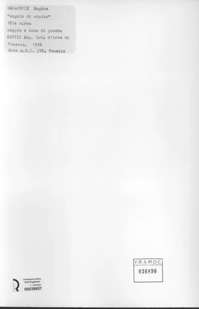 Anonimo , Delacroix, Eug&egrave;ne - sec. XIX - Angolo di studio , retro