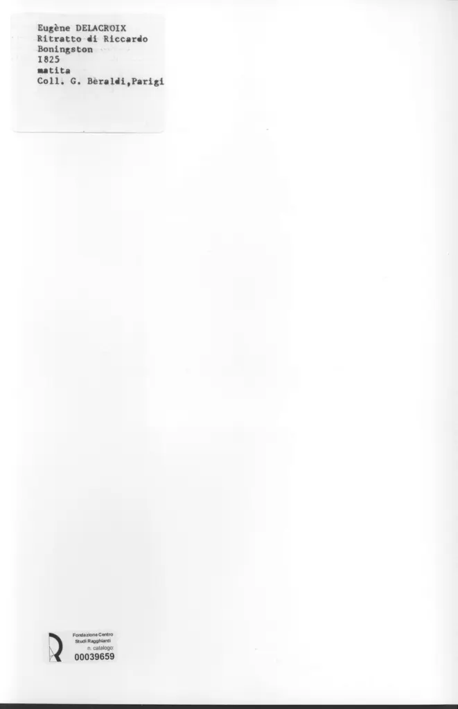Anonimo , Delacroix, Eug&egrave;ne - sec. XIX - Ritratto di Riccardo Boningston , retro
