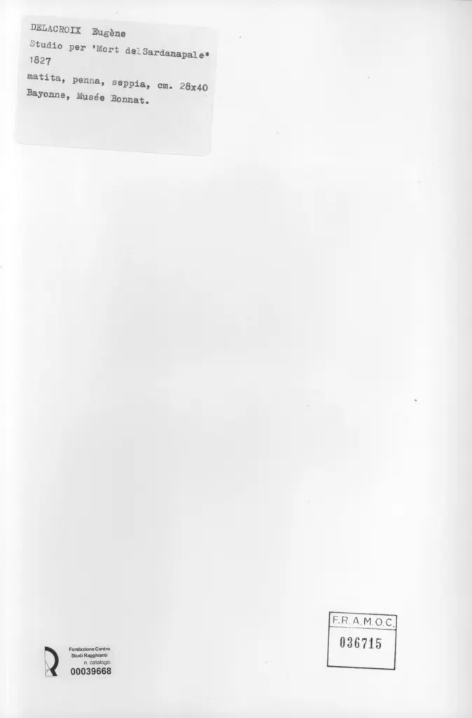 Anonimo , Delacroix, Eug&egrave;ne - sec. XIX - Studio per la "Mort de Sardanapale" , retro