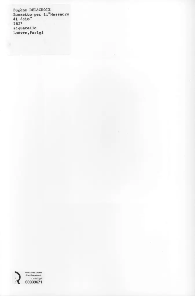Anonimo , Delacroix, Eugène - sec. XIX - Bozzetto per il "Massacro di Scio" , retro