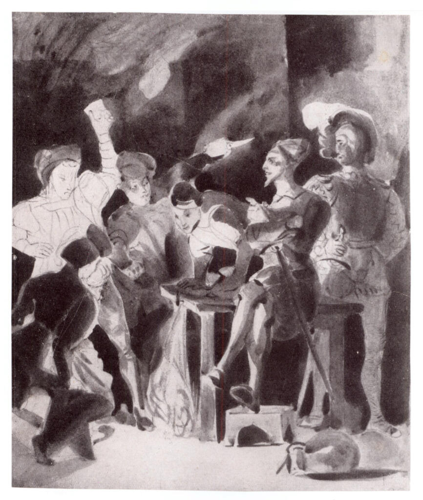 Anonimo , Delacroix, Eugène - sec. XIX - Faust e Mefistofele nella taverna , fronte