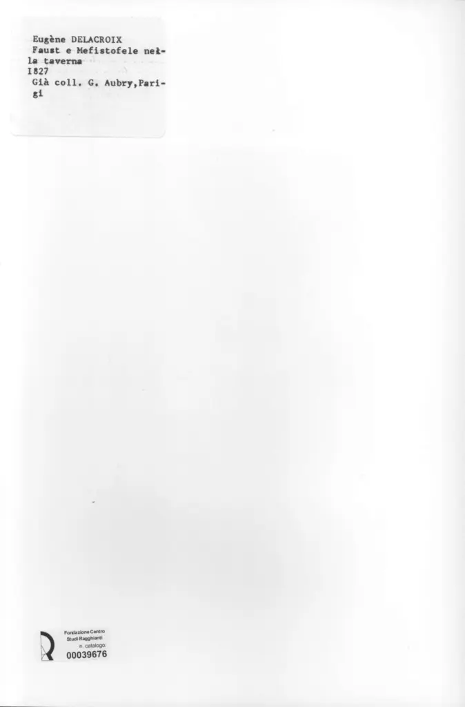 Anonimo , Delacroix, Eugène - sec. XIX - Faust e Mefistofele nella taverna , retro