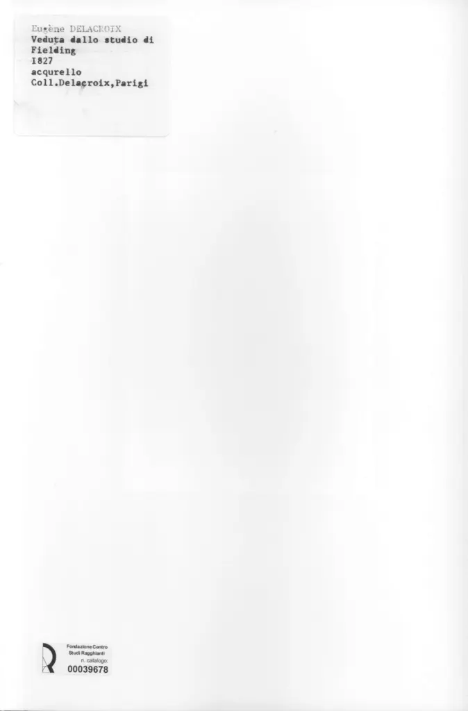 Anonimo , Delacroix, Eugène - sec. XIX - Veduta dello studio di Fielding , retro