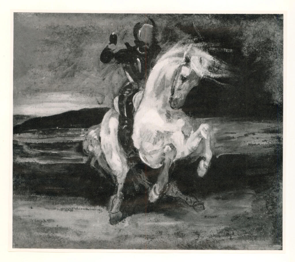 Anonimo , Delacroix, Eugène - sec. XIX - Chevalier - Studio per la "Bataille de Nancy" , fronte