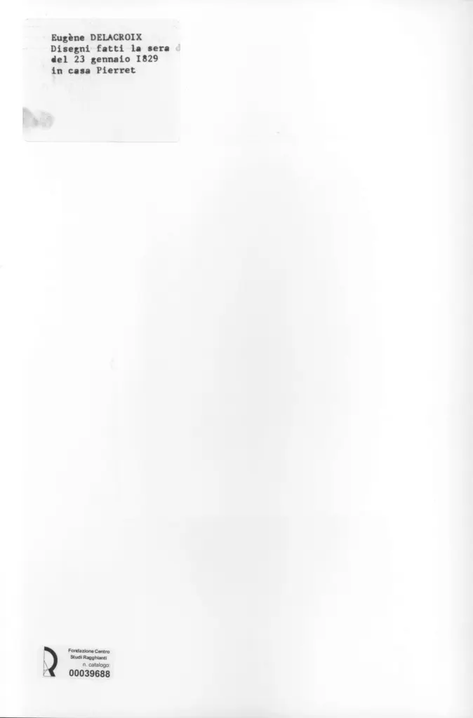 Anonimo , Delacroix, Eugène - sec. XIX - Disegni fatti la sera del 23 gennaio 1829 , retro