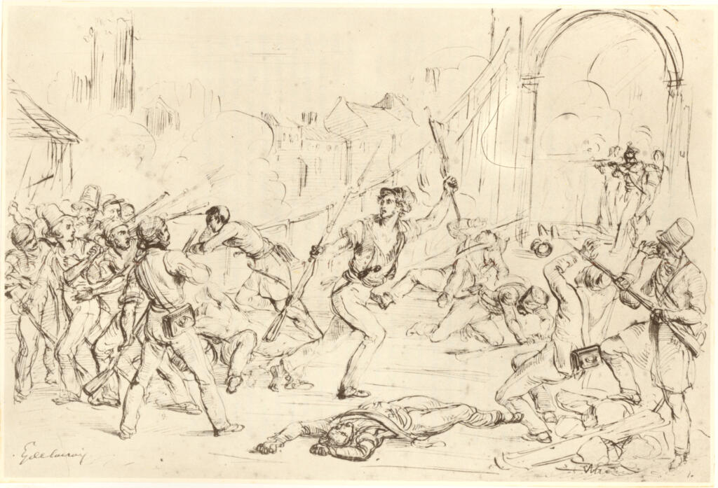 Anonimo , Delacroix, Eugène - sec. XIX - Ponte d'Arcole , fronte