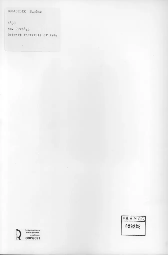 Anonimo , Delacroix, Eug&egrave;ne - sec. XIX - Coppia di amanti abbracciati , retro