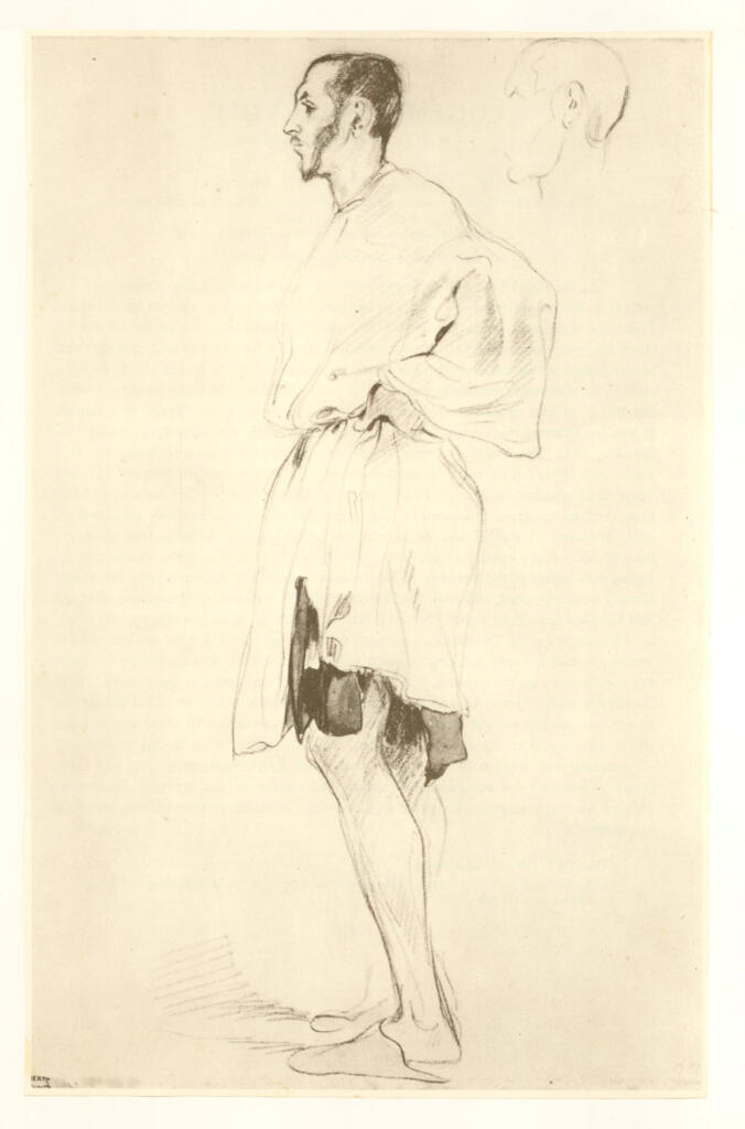 Anonimo , Delacroix, Eugène - sec. XIX - Studio per ritratto di uomo con tunica , fronte