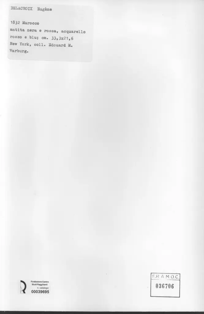 Anonimo , Delacroix, Eug&egrave;ne - sec. XIX - Studio per ritratto di uomo con tunica , retro