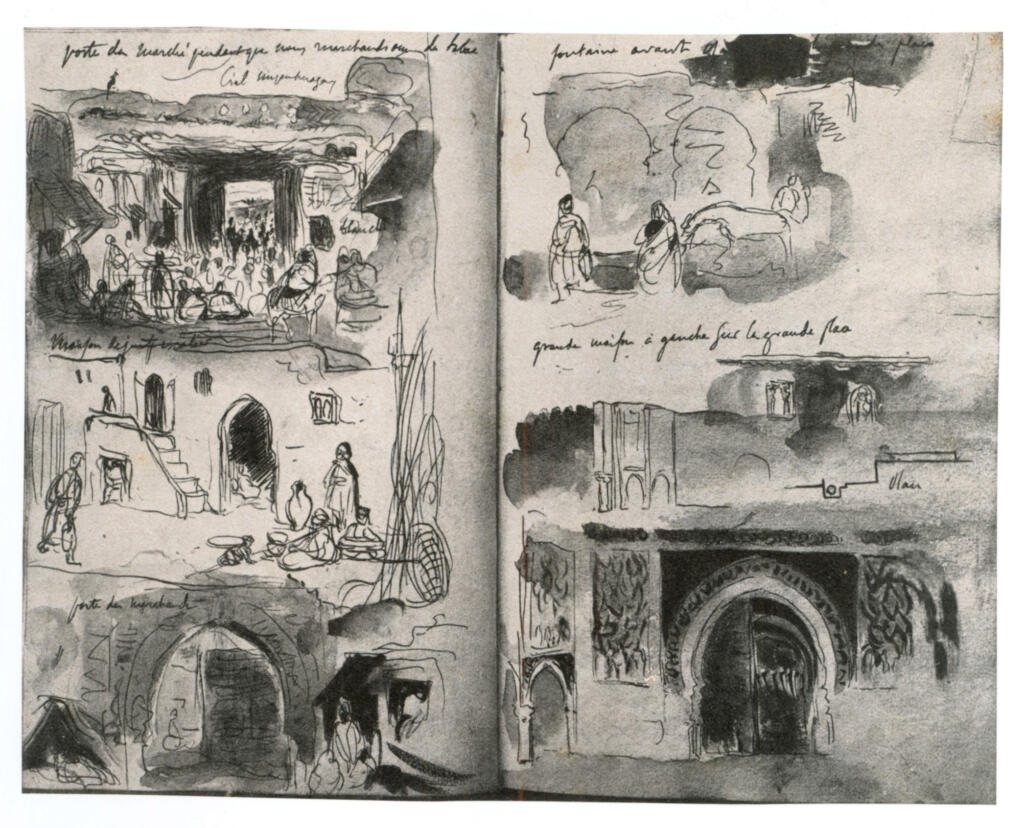 Anonimo , Delacroix, Eugène - sec. XIX - Due pagine dell'album del Marocco , fronte