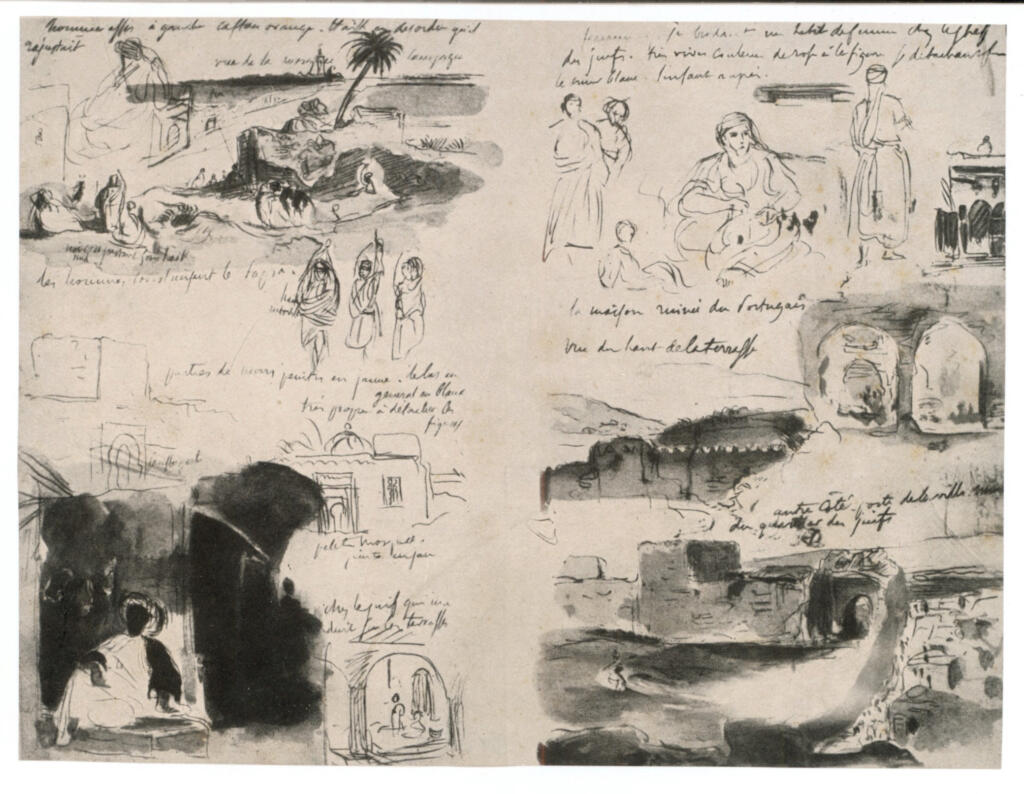 Anonimo , Delacroix, Eugène - sec. XIX - Due pagine dell'album del Marocco , fronte