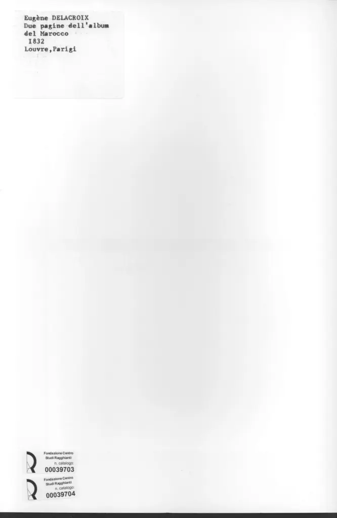 Anonimo , Delacroix, Eug&egrave;ne - sec. XIX - Due pagine dell'album del Marocco , retro