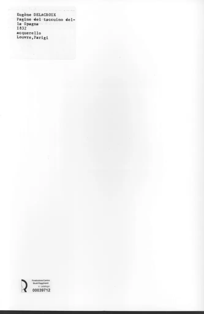 Anonimo , Delacroix, Eugène - sec. XIX - Pagine del taccuino della Spagna , retro