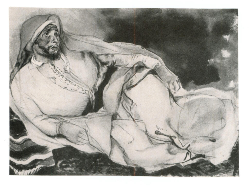 Anonimo , Delacroix, Eugène - sec. XIX - Arabo sdraiato , fronte