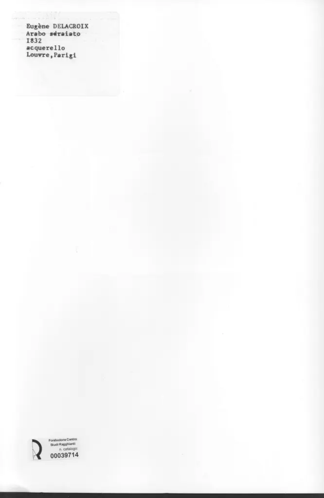 Anonimo , Delacroix, Eug&egrave;ne - sec. XIX - Arabo sdraiato , retro