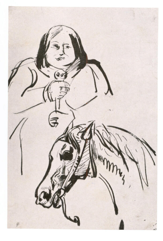 Anonimo , Delacroix, Eugène - sec. XIX - Balzac e il suo cavallo , fronte