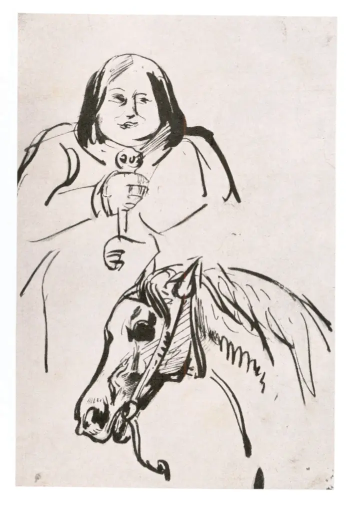 Anonimo , Delacroix, Eug&egrave;ne - sec. XIX - Balzac e il suo cavallo