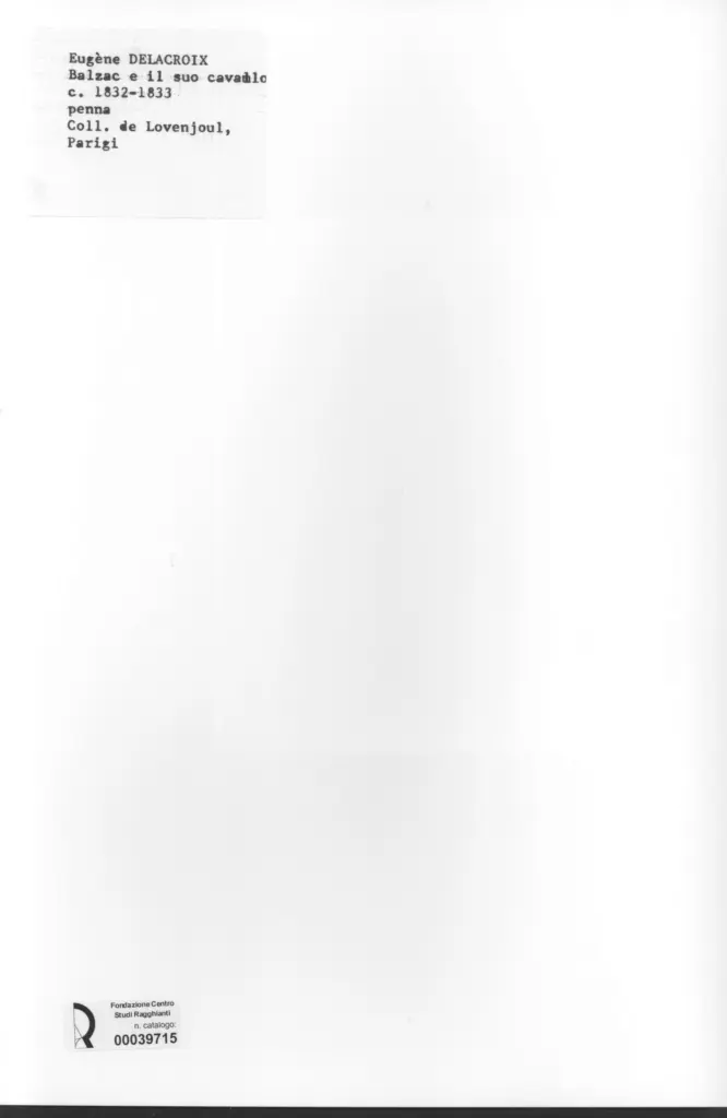 Anonimo , Delacroix, Eug&egrave;ne - sec. XIX - Balzac e il suo cavallo , retro