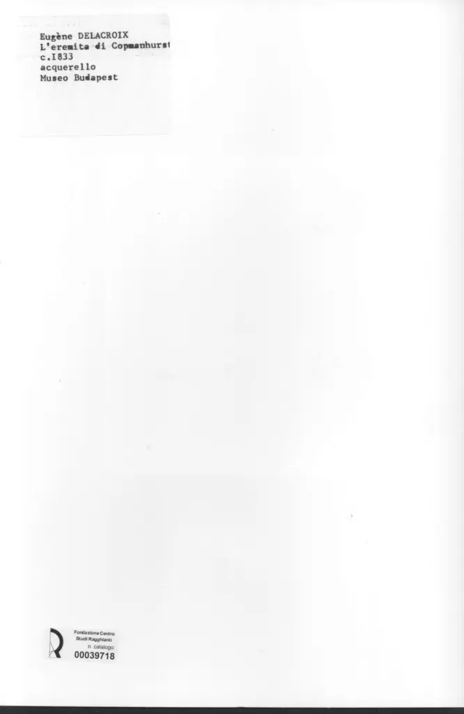 Anonimo , Delacroix, Eug&egrave;ne - sec. XIX - L'eremita di Copmanhurst , retro