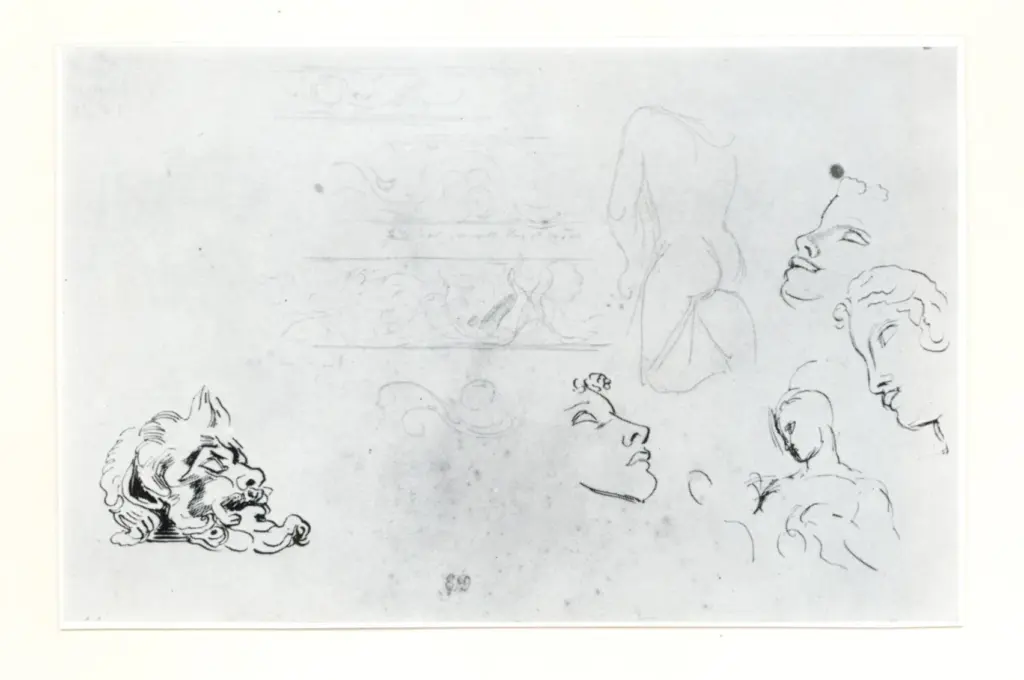 Anonimo , Delacroix, Eug&egrave;ne - sec. XIX - &Eacute;tude pour le Plafond du Salon du roi (Palais Bourbon) , fronte