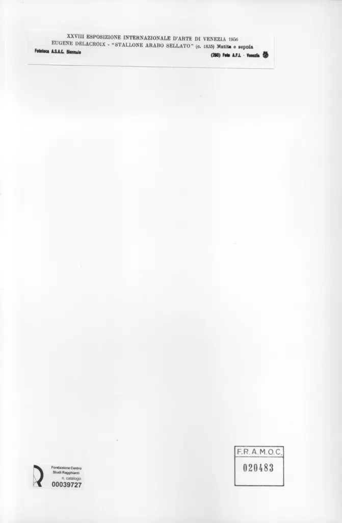 Anonimo , Delacroix, Eug&egrave;ne - sec. XIX - Stallone arabo sellato , retro