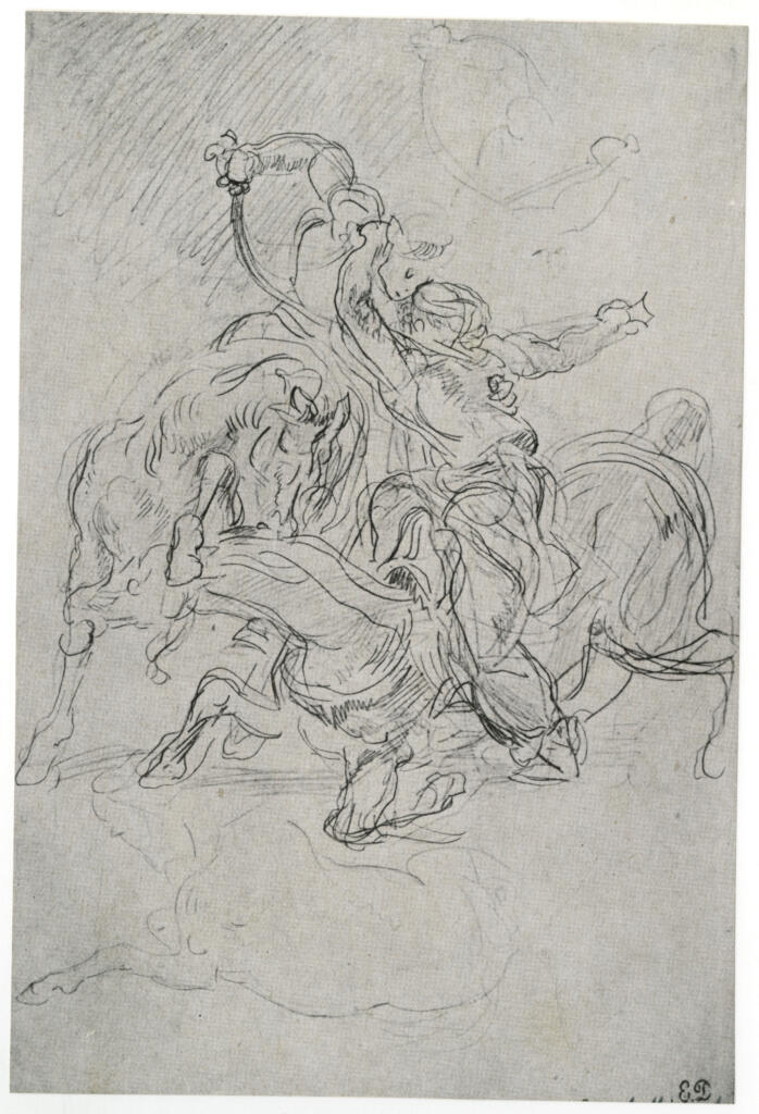 Anonimo , Delacroix, Eugène - sec. XIX - Studio per il "Combattimento del Giaurro del Pascià" , fronte