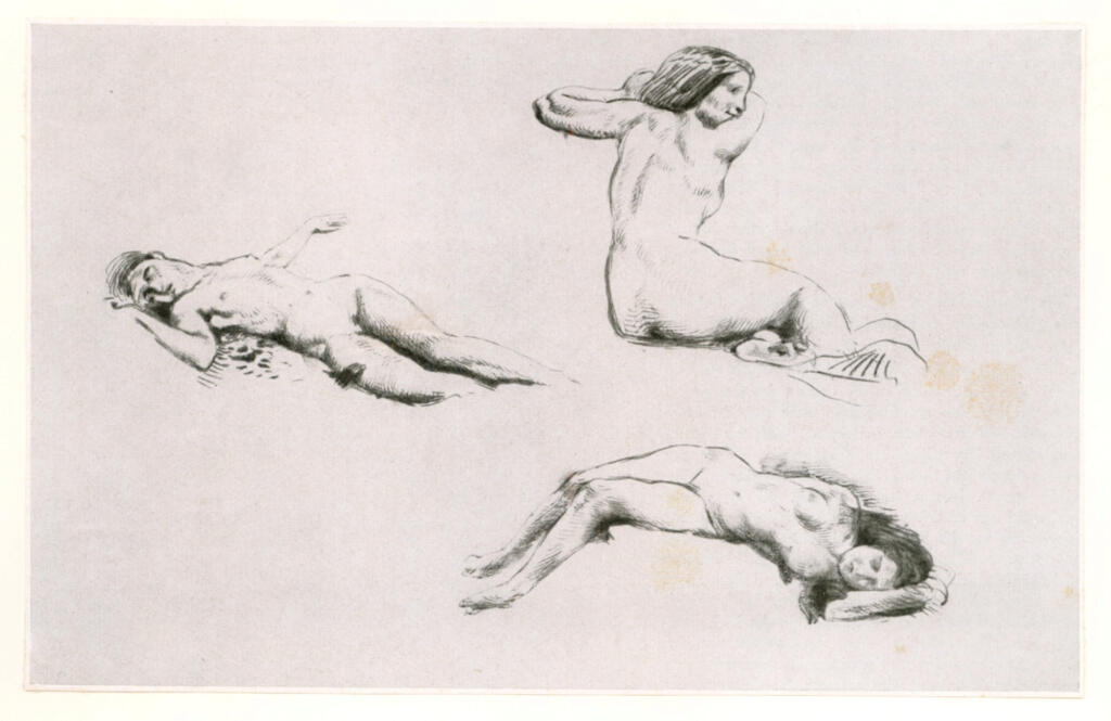 Anonimo , Delacroix, Eugène - sec. XIX - Studio di nudi femminili , fronte