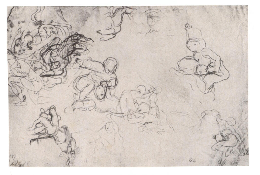 Anonimo , Delacroix, Eugène - sec. XIX - Studio per la "Battaglia di Taillebourg" , fronte
