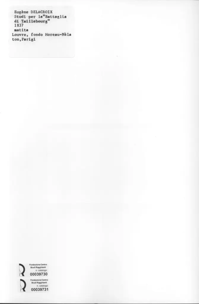 Anonimo , Delacroix, Eug&egrave;ne - sec. XIX - Studio per la "Battaglia di Taillebourg" , retro