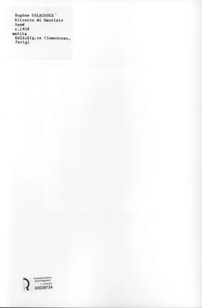 Anonimo , Delacroix, Eugène - sec. XIX - Ritratto di Maurizio Sand , retro