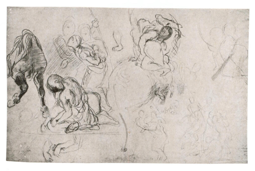 Anonimo , Delacroix, Eugène - sec. XIX - Studio per la "Presa di Costantinopoli" , fronte