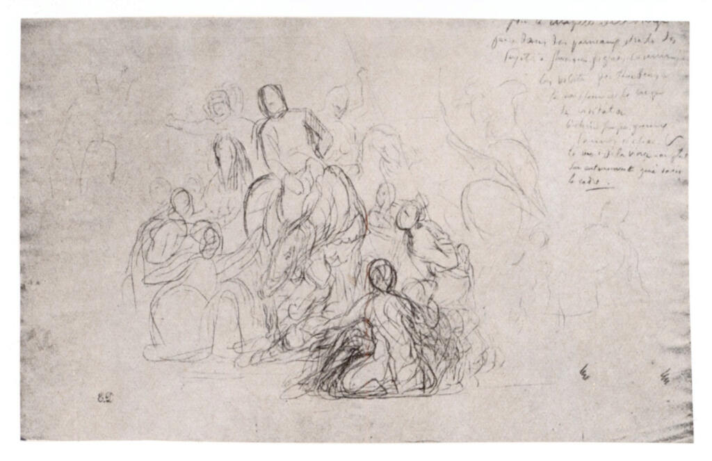Anonimo , Delacroix, Eugène - sec. XIX - Studio per la "Presa di Costantinopoli" , fronte