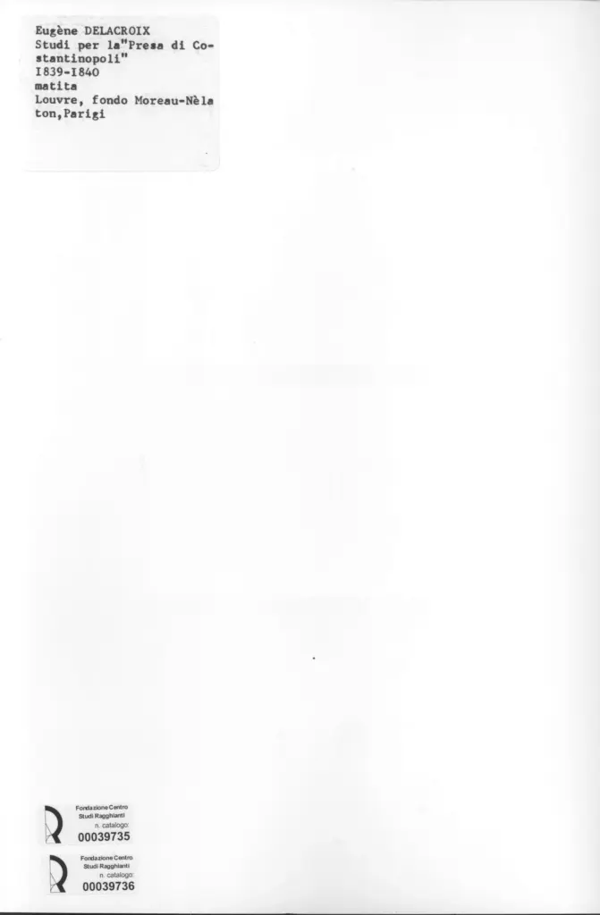 Anonimo , Delacroix, Eug&egrave;ne - sec. XIX - Studio per la "Presa di Costantinopoli" , retro