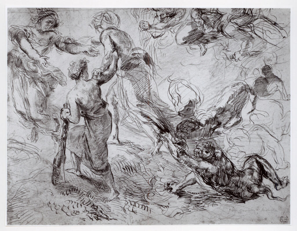 Anonimo , Delacroix, Eugène - sec. XIX - Trionfo del genio , fronte