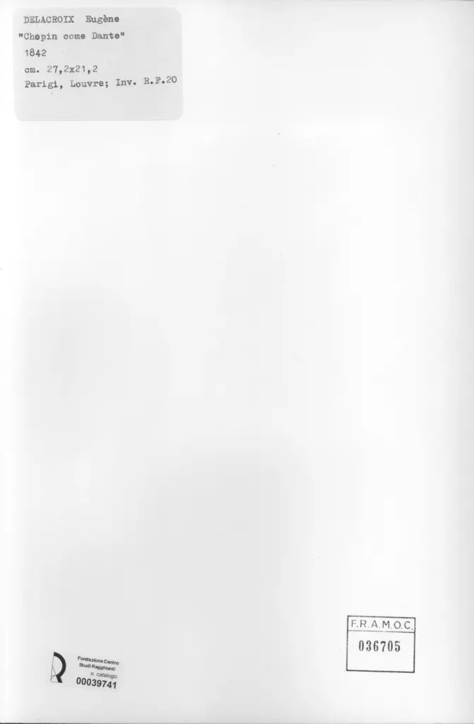 Anonimo , Delacroix, Eug&egrave;ne - sec. XIX - Chopin come Dante , retro