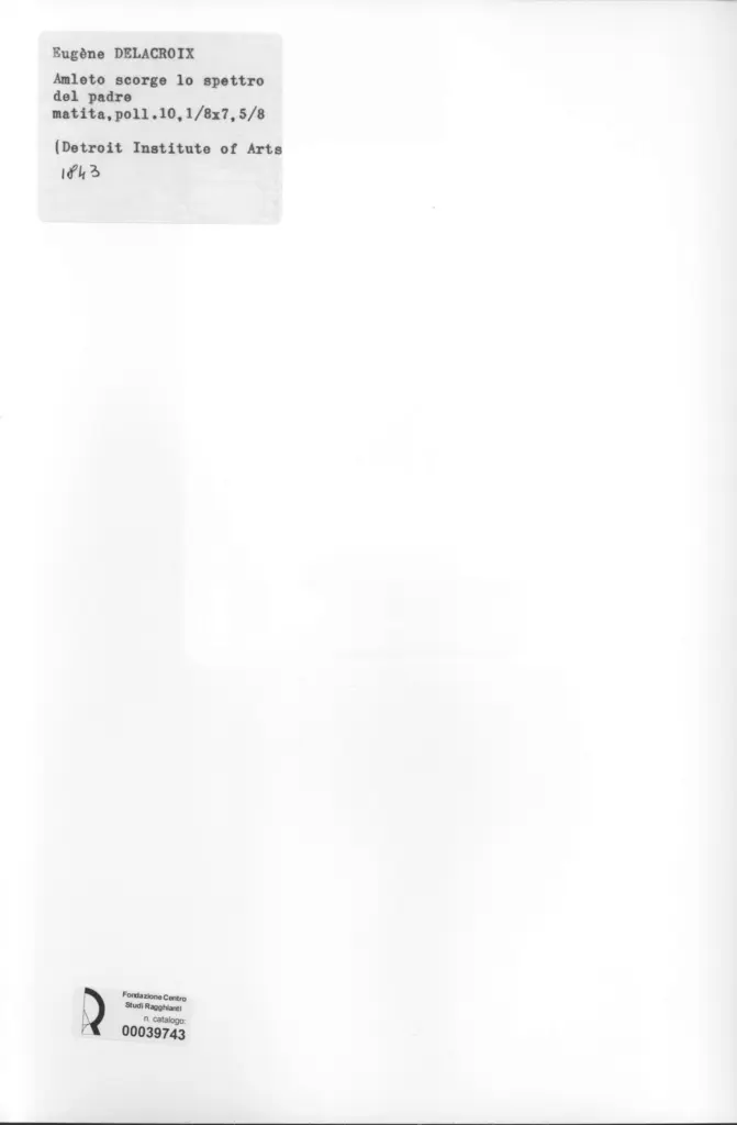 Anonimo , Delacroix, Eug&egrave;ne - sec. XIX - Amleto scorge lo spettro del padre , retro