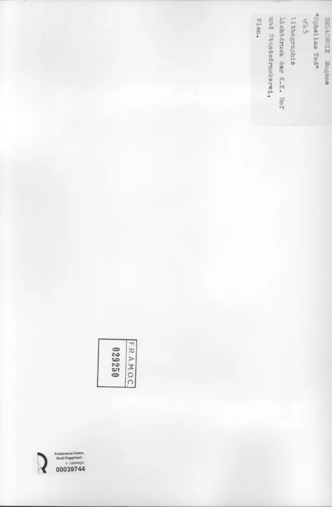 Anonimo , Delacroix, Eug&egrave;ne - sec. XIX - Ophelias Tod , retro