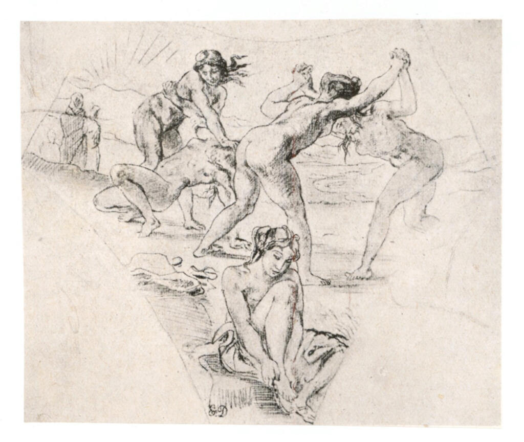 Anonimo , Delacroix, Eugène - sec. XIX - Giovinette di Sparta che si esercitano alla lotta , fronte