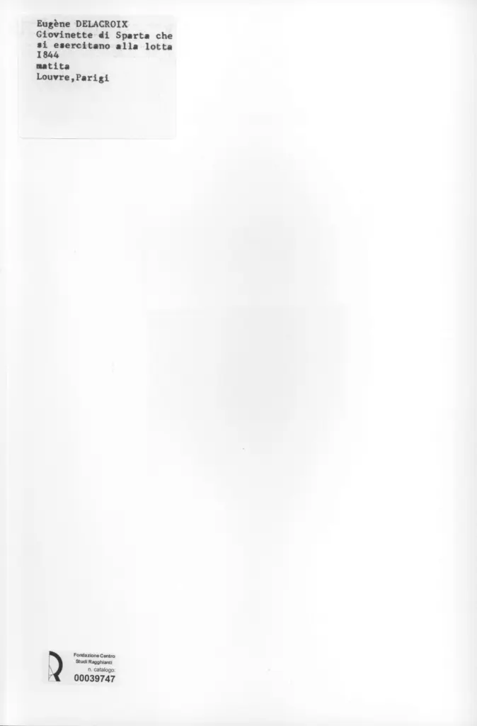 Anonimo , Delacroix, Eug&egrave;ne - sec. XIX - Giovinette di Sparta che si esercitano alla lotta , retro