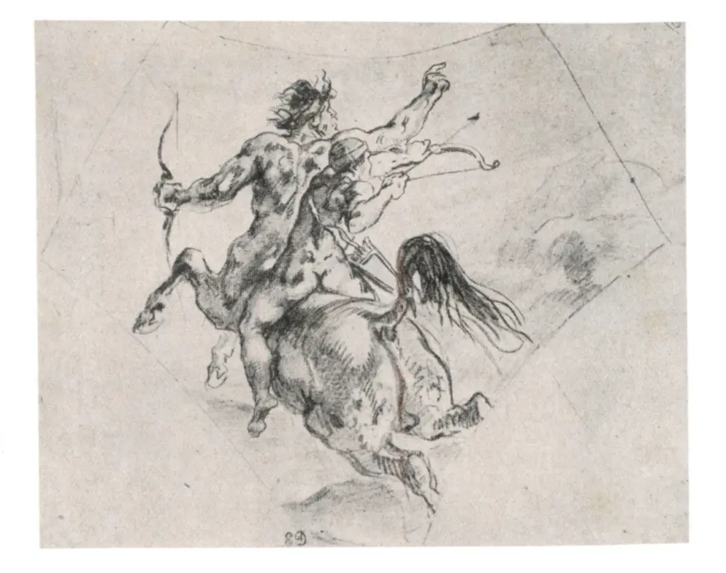 Anonimo , Delacroix, Eug&egrave;ne - sec. XIX - L'educazione di Achille , fronte