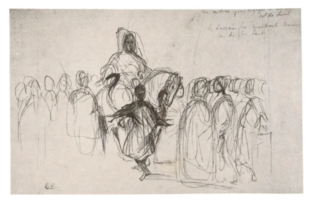Anonimo , Delacroix, Eug&egrave;ne - sec. XIX - Studio per "Il sultano del Marocco attorniato dalla sua guardia" , fronte