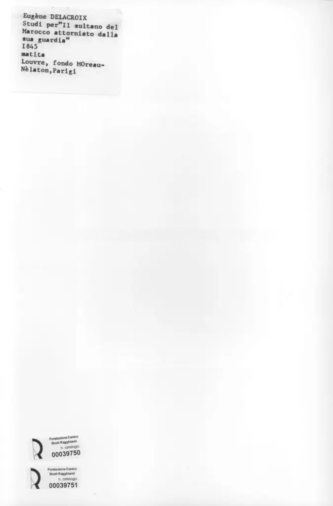 Anonimo , Delacroix, Eug&egrave;ne - sec. XIX - Studio per "Il sultano del Marocco attorniato dalla sua guardia" , retro