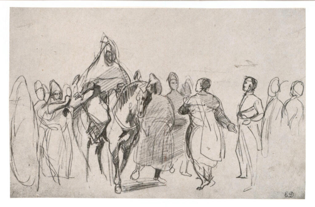 Anonimo , Delacroix, Eugène - sec. XIX - Studio per "Il sultano del Marocco attorniato dalla sua guardia" , fronte