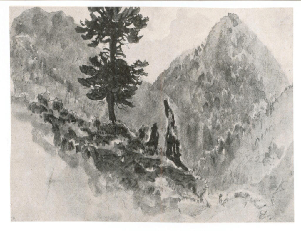 Anonimo , Delacroix, Eugène - sec. XIX - Paesaggio dei Pirenei , fronte