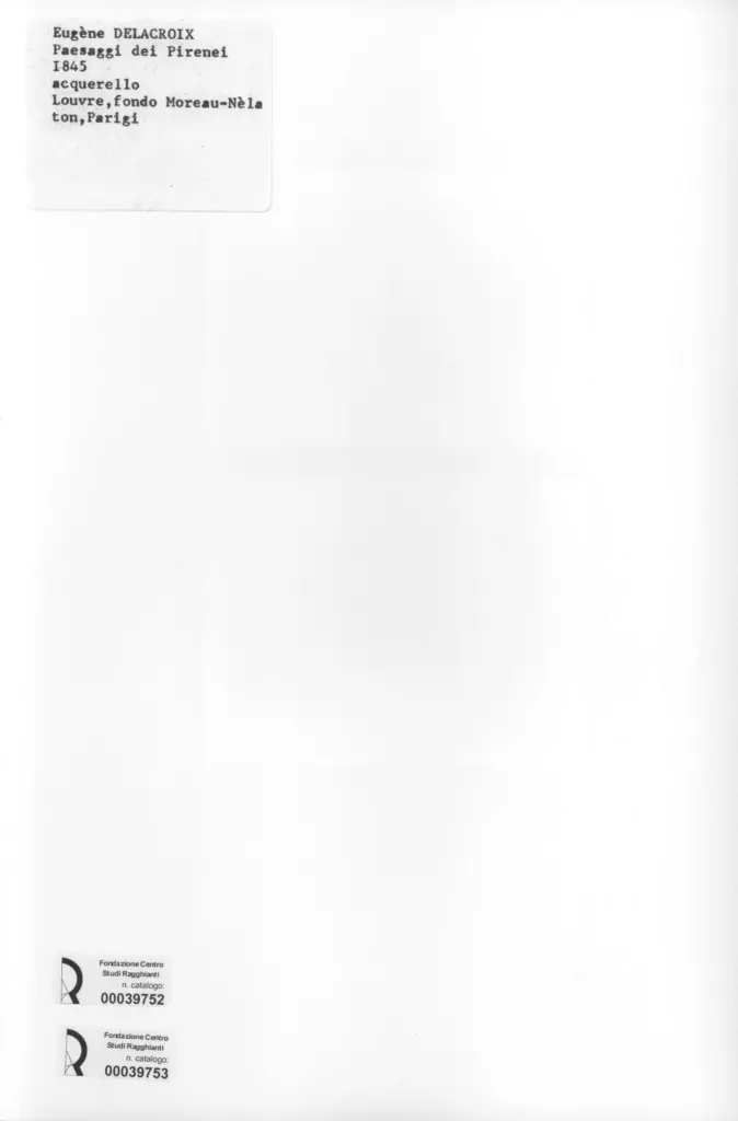 Anonimo , Delacroix, Eug&egrave;ne - sec. XIX - Paesaggio dei Pirenei , retro