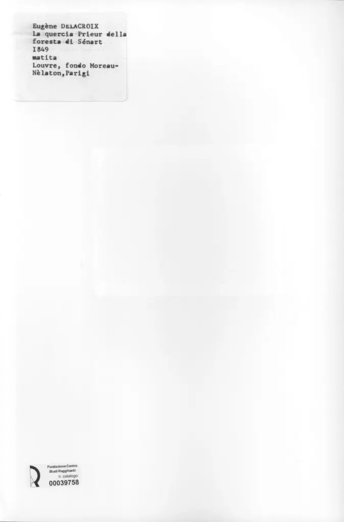 Anonimo , Delacroix, Eug&egrave;ne - sec. XIX - La quercia Prieur della foresta di S&eacute;nart , retro